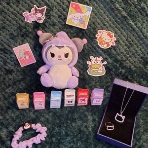 Lot of NEW Hello Kitty Sanario Kumari Plush Moon Star keychain, Necklace, Ring,+
